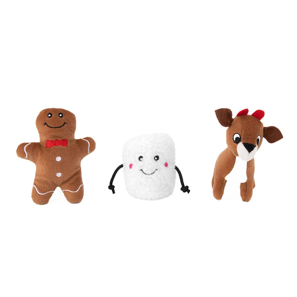 Jouet en peluche pour chien – Les amis du Père Noël (paquet de 3) de Zippypaws